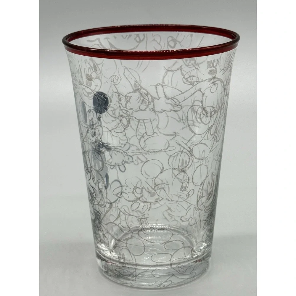 Pottery Barn Disney Mickey Mouse Glass Tumblers‎ Set of 4 Black White